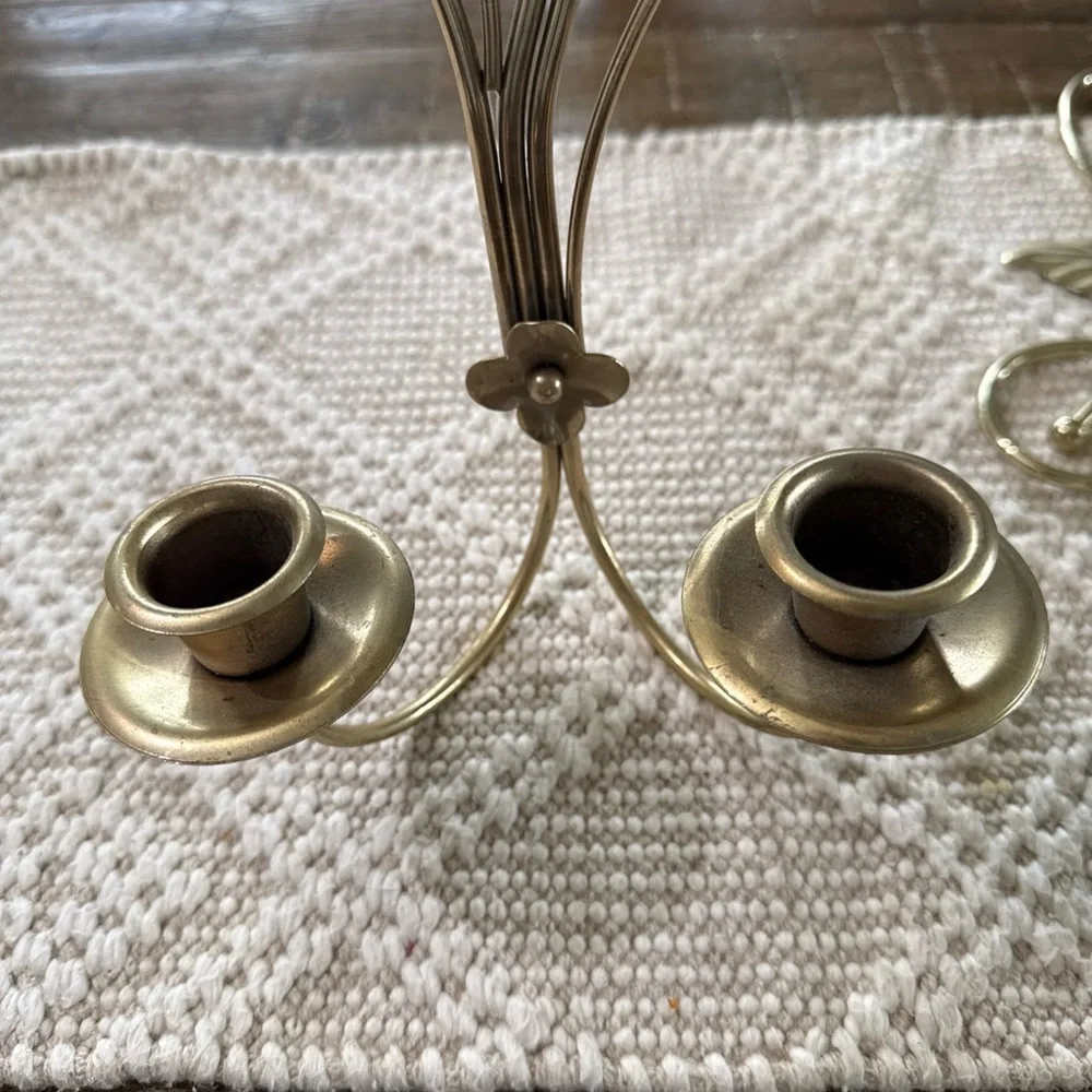 Home Interiors Gold Leaf Double Candle Wall Hooks